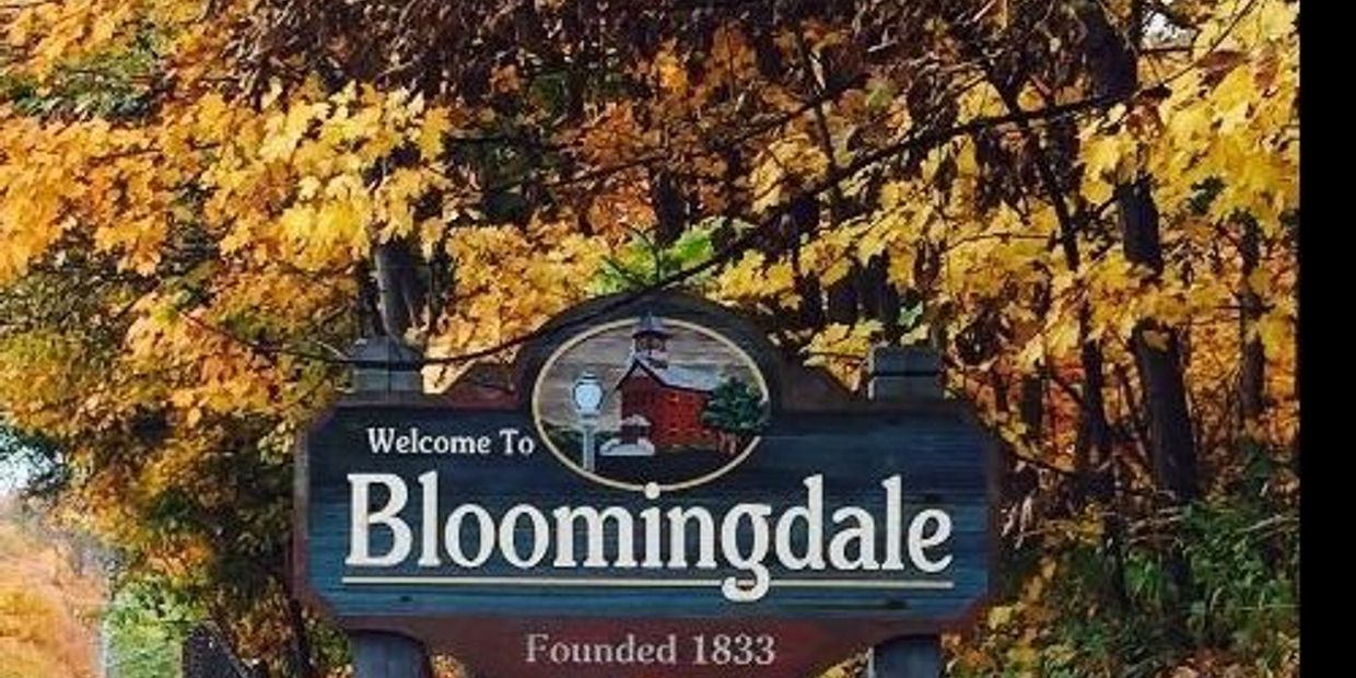 Welcome sign in Bloomingdale, IL 60108 that reads "Welcome to Boomingdale Founded in 1833." 