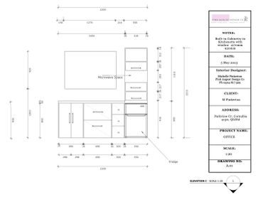 Cabinetry Elevations for Office Kitchenette design.