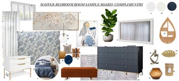 Example of a complete Sample Board that is provided to Clients for an interior designed space.