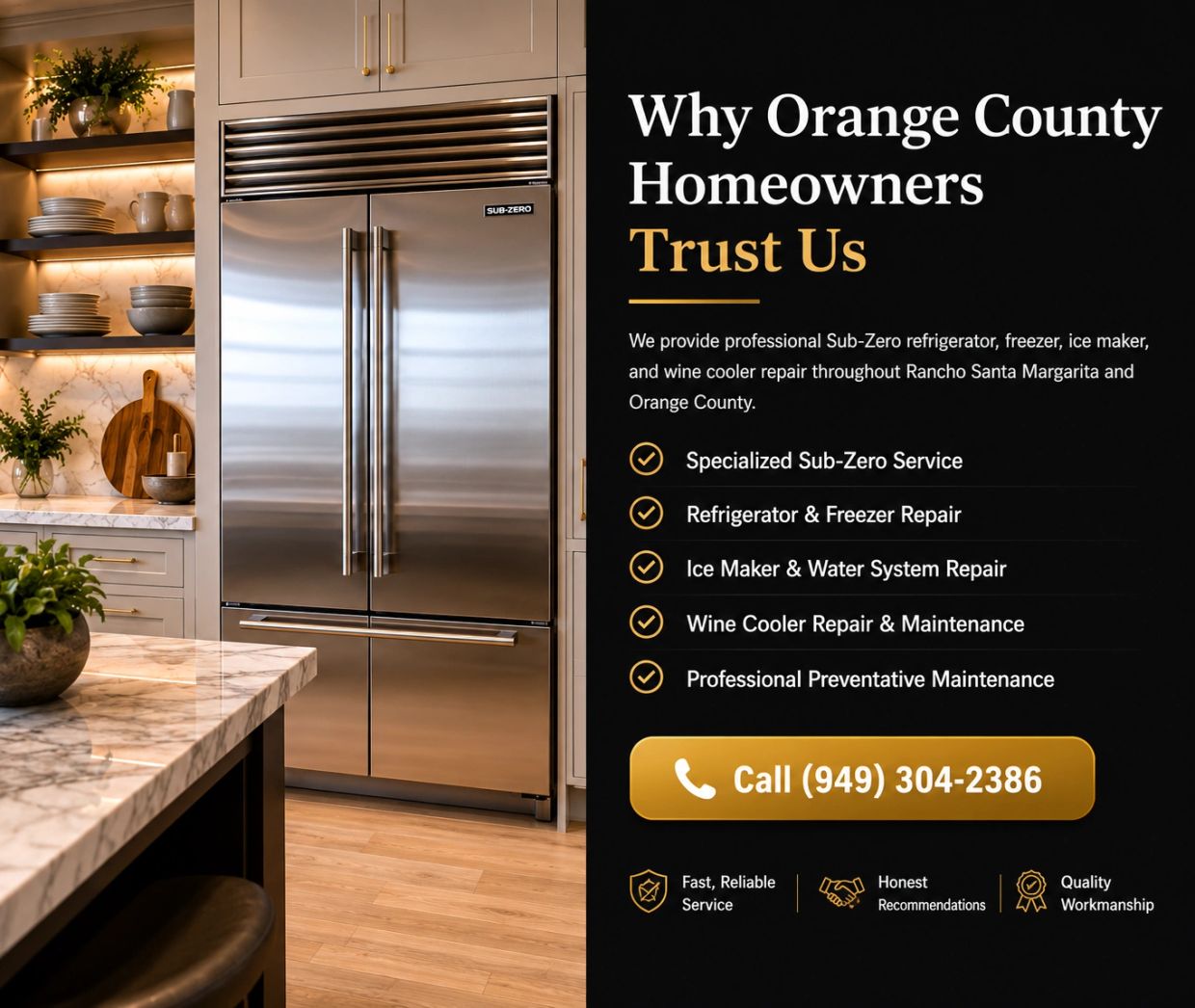 Professional Sub-Zero appliance repair services trusted by Orange County homeowners.
