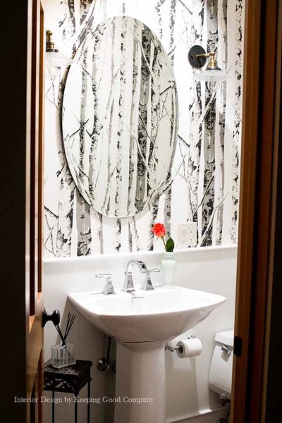 Bathroom with wallpaper
