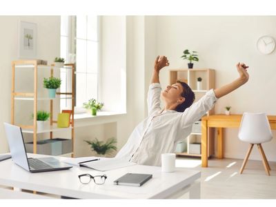stretching at your desk, desk stretches, virtual office yoga, remote office yoga