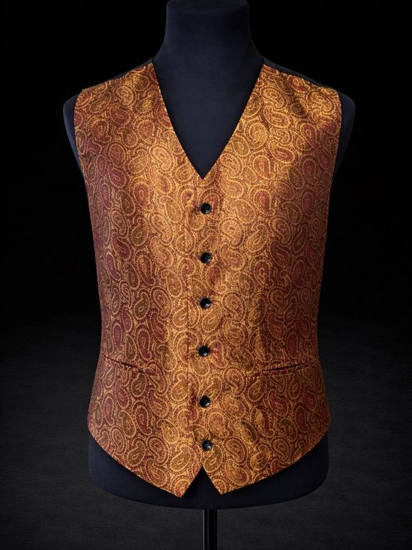 Men’s auburn paisley bespoke waistcoat tailored fit London formalwear