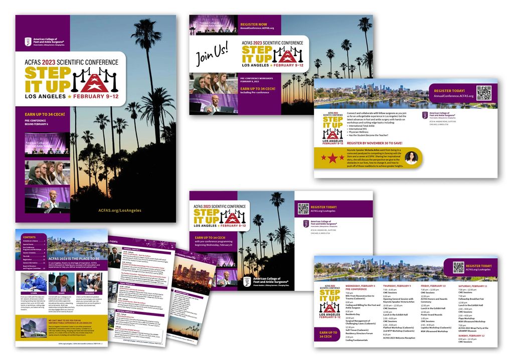 Conference materials, program, prospectus, postcards, social media graphics, ads