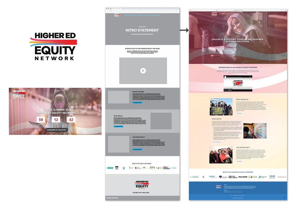 Higher Ed Equity Network: Logo enhancement, Wireframe iteration, Seamless UX/UI collaboration
