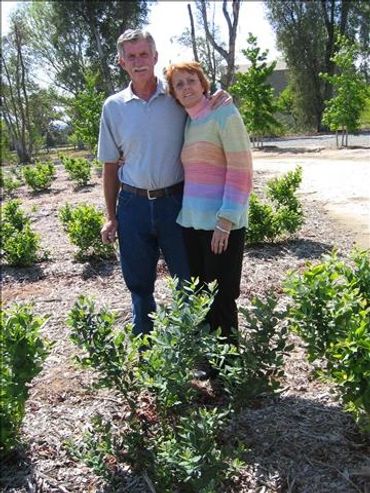 Proud owners of the blueberry farm