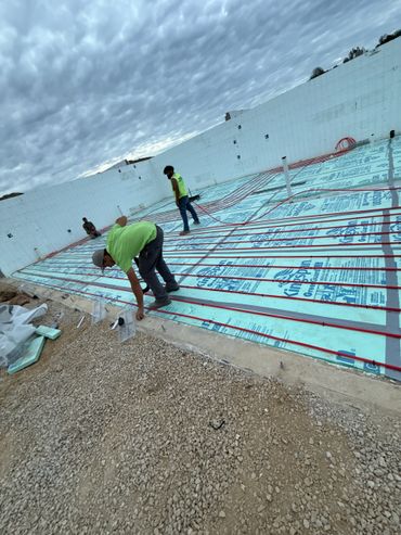 Basement floor prep with in floor heat tubing