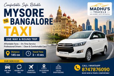 Taxi service from Mysore to Bangalore with affordable fares and professional drivers.