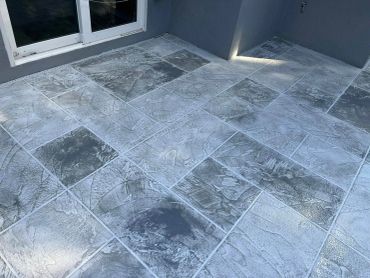 Stamped modern stone patio surface
