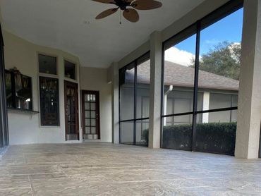 Hand troweled patio concrete surface