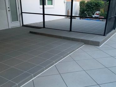 Diagonal tile patio flooring pattern