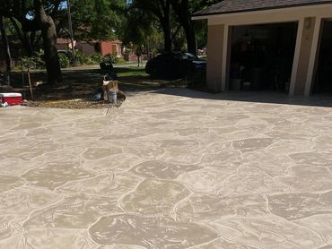Decorative hand cut stone patio