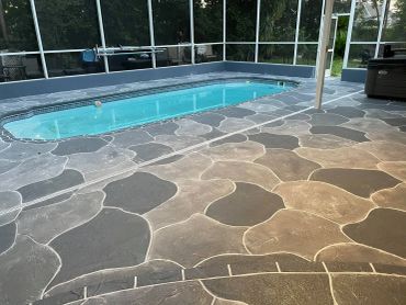 Hand cut stone pool deck