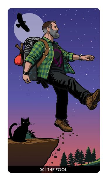 The Fool Card, featuring Davezilla by Davezilla for the Feral Path Tarot deck. ©2026
