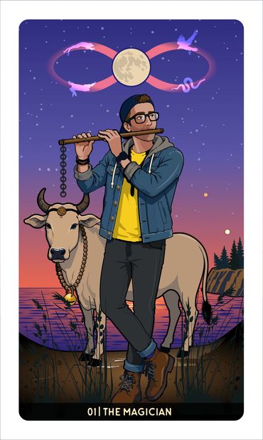 The Magician Card featuring Blake Malliway, by Davezilla for the Feral Path Tarot deck. ©2026