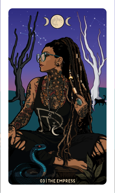 The Empress Card, featuring Calypso Inaru by Davezilla for the Feral Path Tarot deck. ©2026