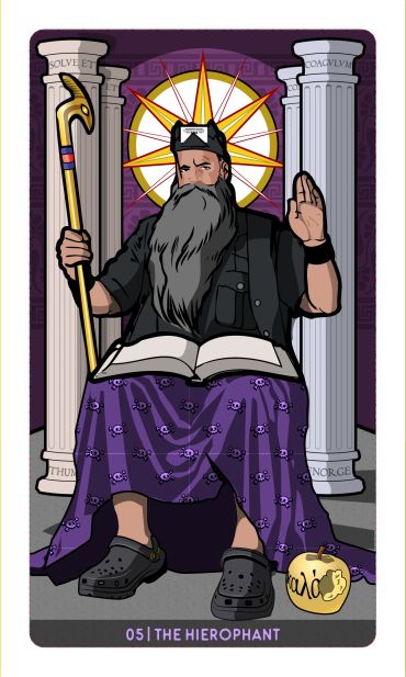 The Heirophant Card, featuring Thumper Forge by Davezilla for the Feral Path Tarot deck. ©2026. Fnor