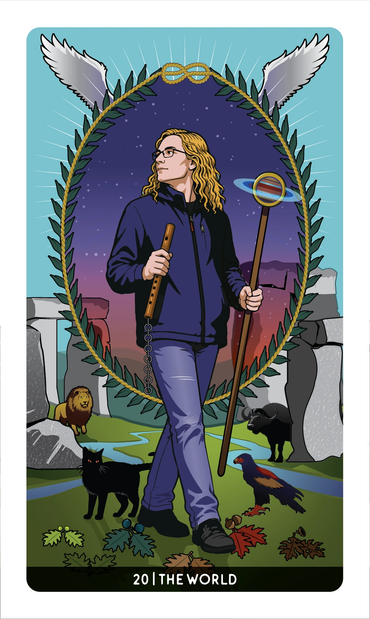 The World Card featuring Jason Mankey, by Davezilla for the Feral Path Tarot deck. ©2026