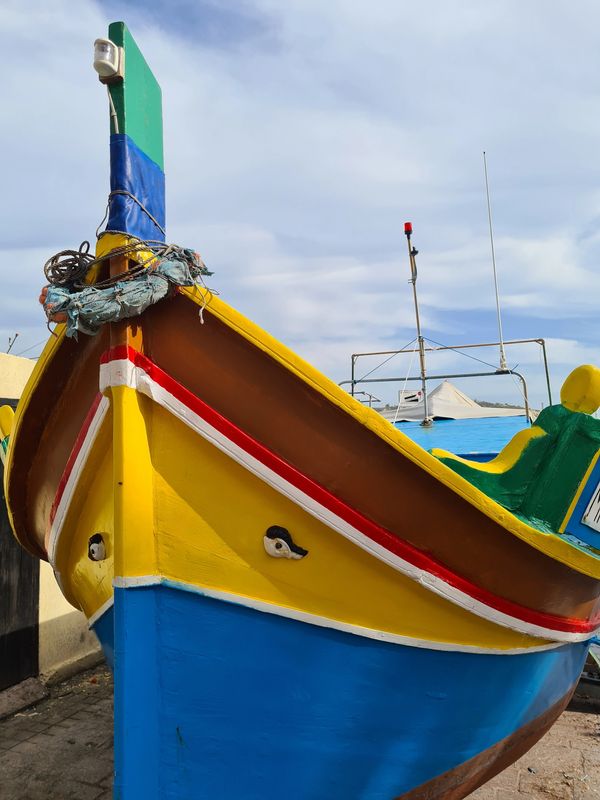 Malta Mediterranean traditional fishing boat, luzzu