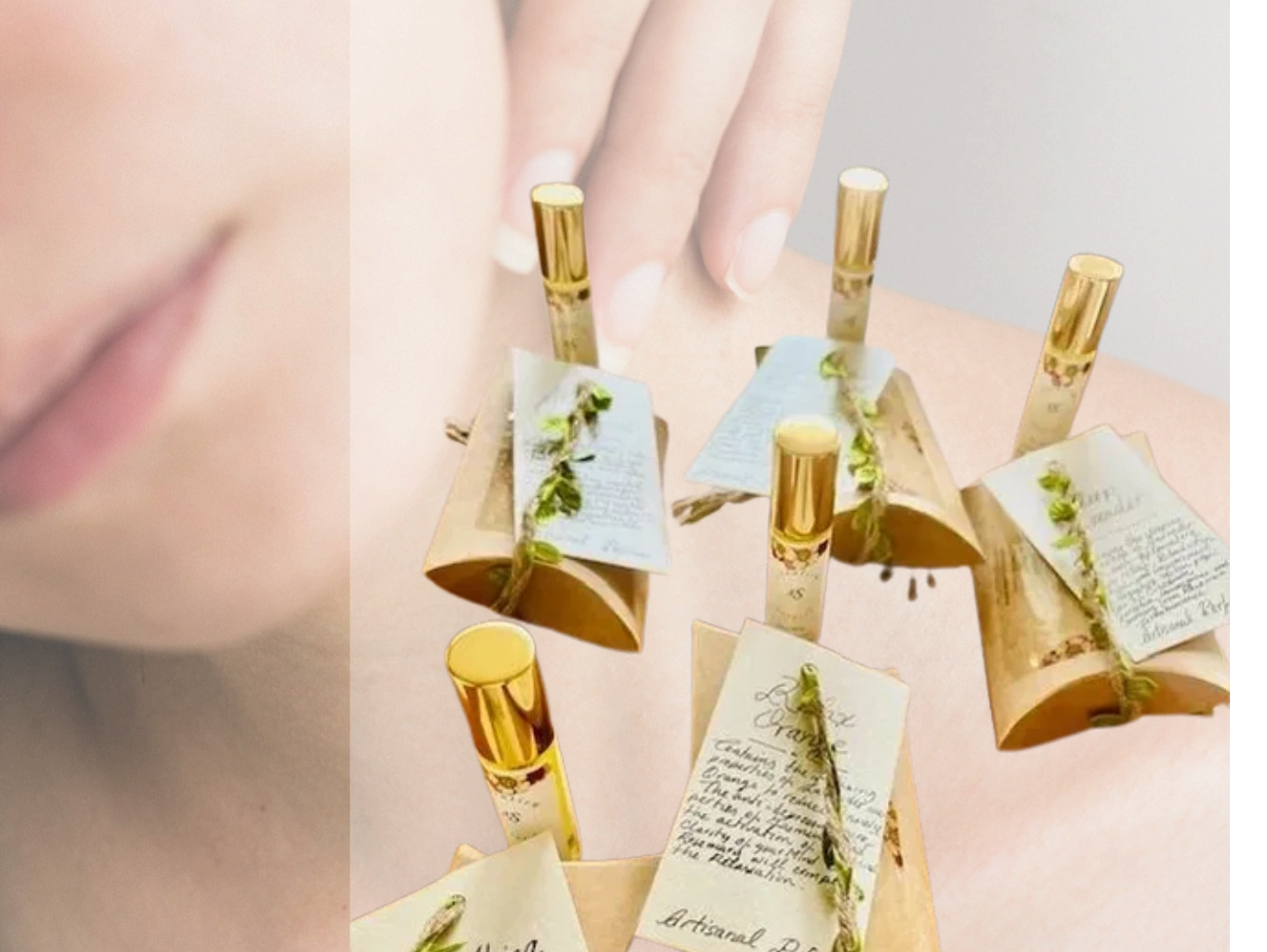 A set of 5 Wellness Roll-on perfumes in 10ml bottles with paper star and wire star