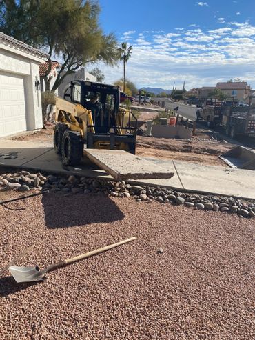 An ongoing driveway construction