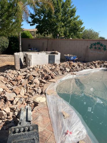 Ongoing construction of the pool area