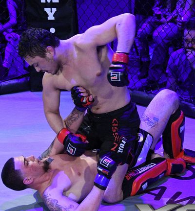 Josh Sachetti mounts in live MMA competition
