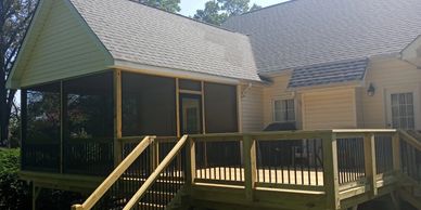 Custom deck with screen porch built by JTM Renovations in Charlotte, NC