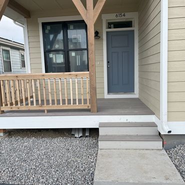 Deck with wooden railing