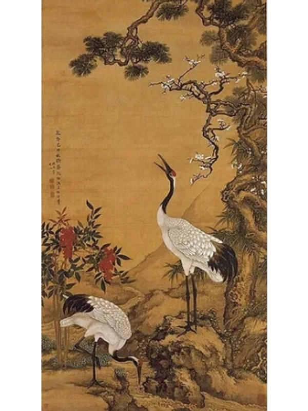 Pine, Plum and Cranes, 1759, by Shen Quan (1682—1760).