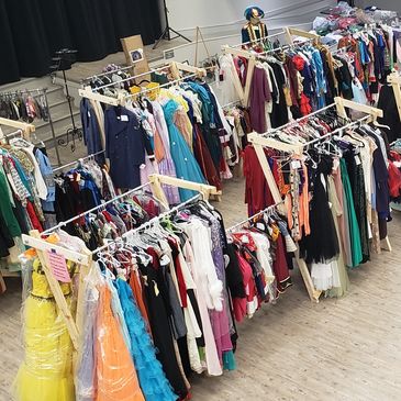 Racks and racks of formals, costumes and more