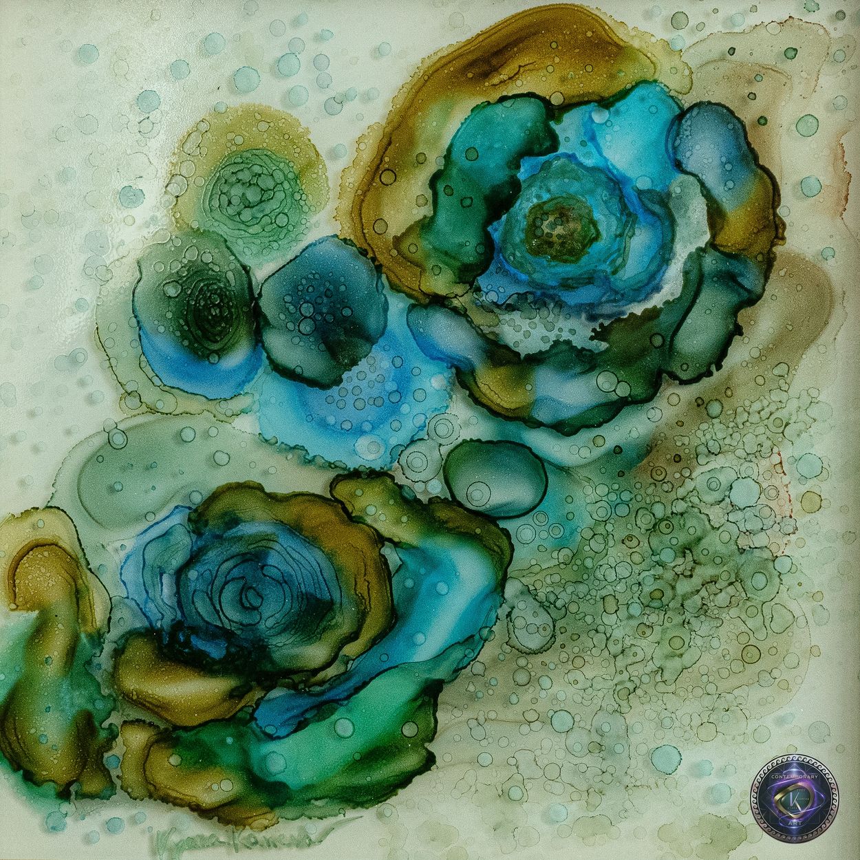 Vyara Kaneva-VK Contemporary ART: "Likenesses", Alcohol Inks on Glass, 3D-2023 "Подобия"