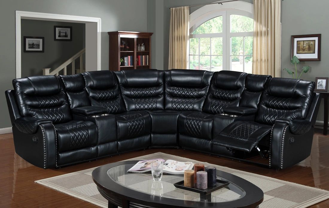 Item Name: Martin21 Reclining Sectional
Color: Black
Material: Leather Gel