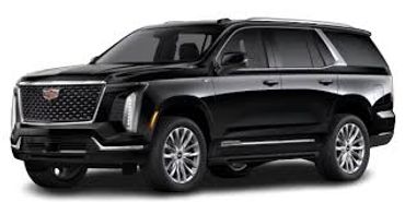 Black Cadillac Escalade SUV sets up to 5 passengers and luggage if needed