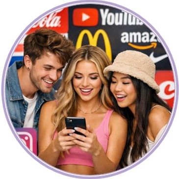 Three friends smiling and looking at a phone.
