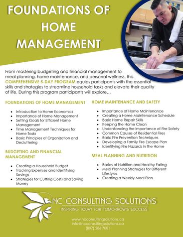 Foundations of Home Management - Indigenous First Nations Program Workshop
