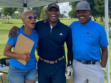 Three people smiling and having fun!