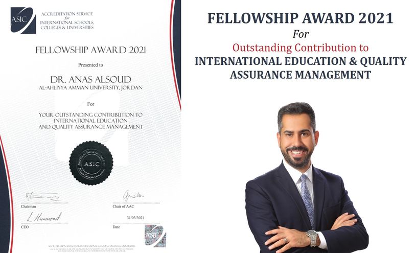 ASIC Fellowship Award 2021 to Dr Anas ALSOUD