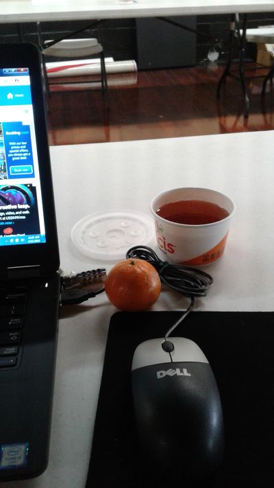 This is self-care on deployment, a cup of tea and something to eat.