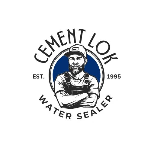 Logo for Cement Lok Water Sealer shows a man in overalls and a cap with arms crossed