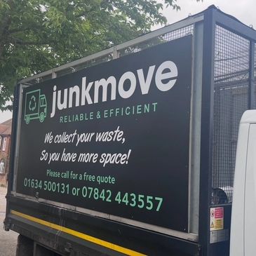Junkmove truck advertising waste collection services for more space.