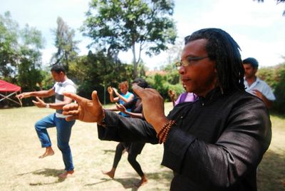 Group of people practicing Taiji