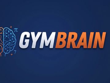 Logotipo de GymBrain con un cerebro y números.