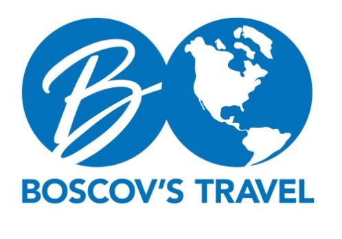 Light blue and white Boscov's Travel logo.