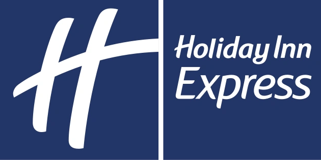 Blue and white Holiday Inn Express logo.