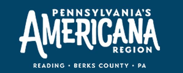 Blue and white PA Americana Region Logo that highlights Reading and Berks County.