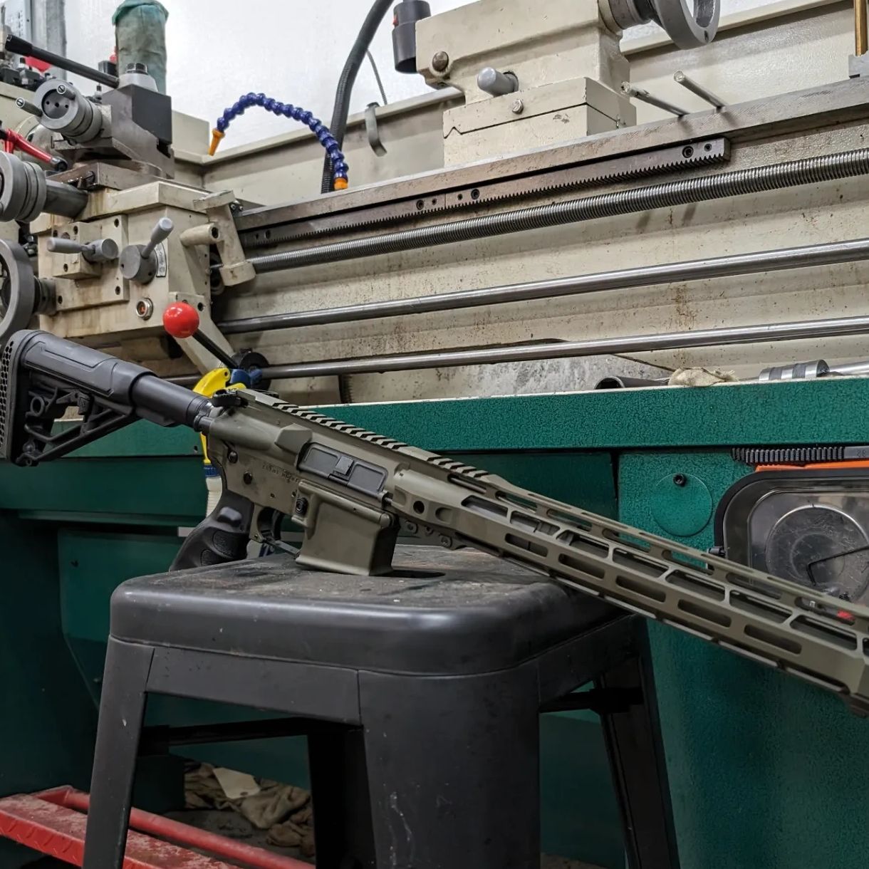 One of our custom AR-15 in OD green Cerakote