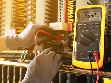 Man checking electric wires.