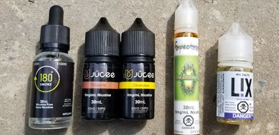 A range of e-liquids. In a  consultation we can help you choose the right one for you.