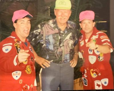 L to R  Vic (John Chamberlin) James O. Page & Vern (Rich Obertots) in Australia 1994